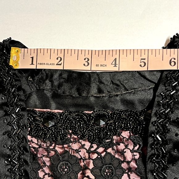 Antique Victorian Fortune Teller Topper Dress Top Black Satin Beaded & Tassels - Picture 10 of 16